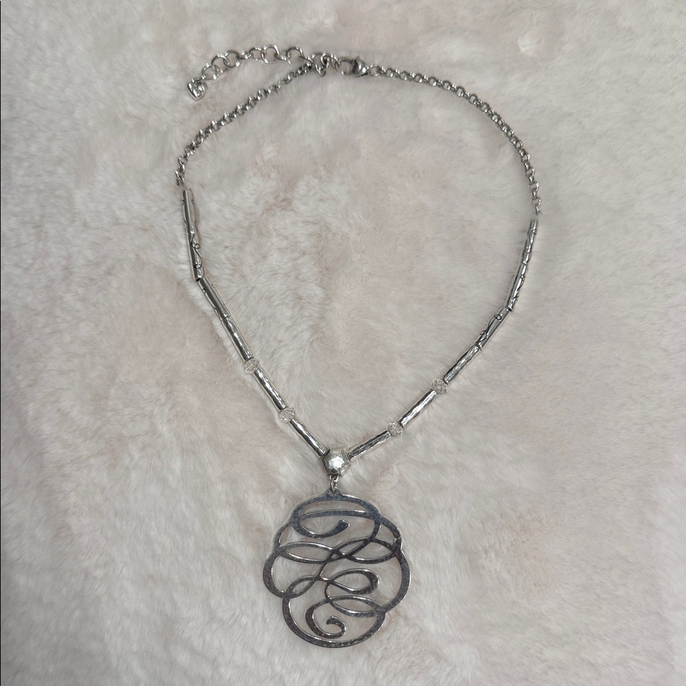 Silver Swirl Pendant Necklace - Women Jewelry